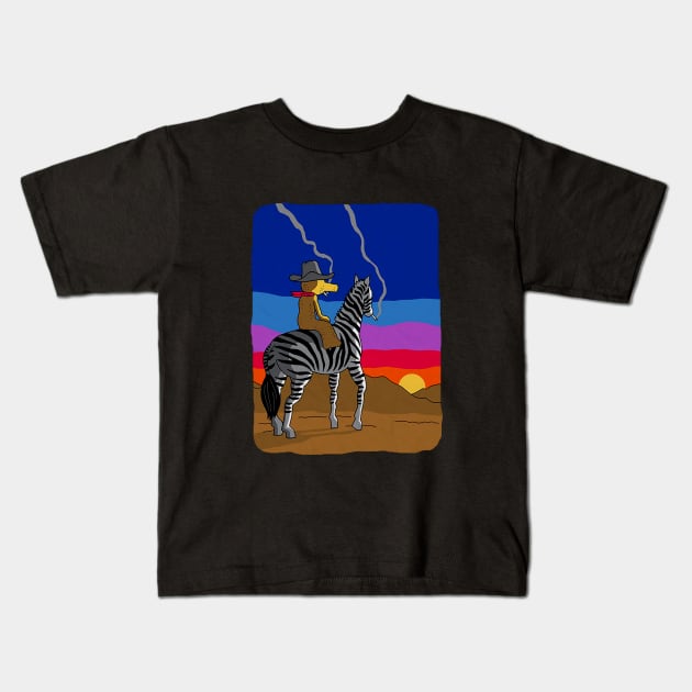 Riding a Real Horse Kids T-Shirt by meantibrann